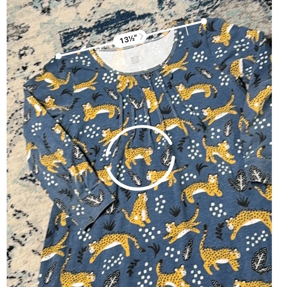 Winter Water Factory Blue Leopard Organic Cotton Dress Women's Small Made USA - Picture 4 of 6